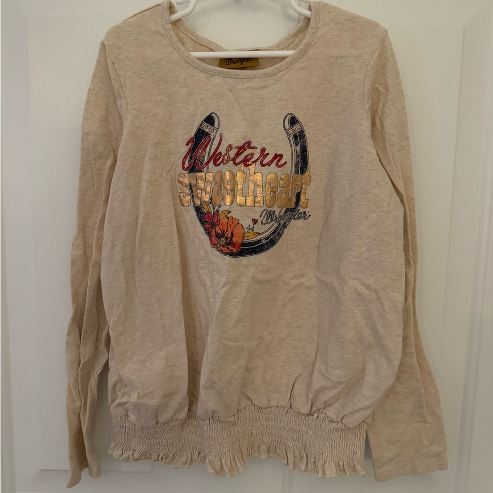 Wrangler Cream Western Graphic Long Sleeve Shirt